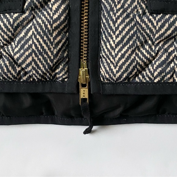 J. Crew Down Vest Size Small Excursion Quilted Herringbone Black Tan EUC $108 - Picture 12 of 16